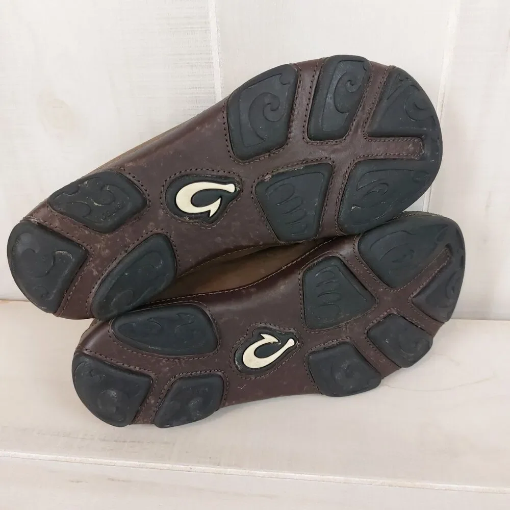 Olukai Moloa Leather Slip On Comfort Loafer Shoes Men's 7 Brown